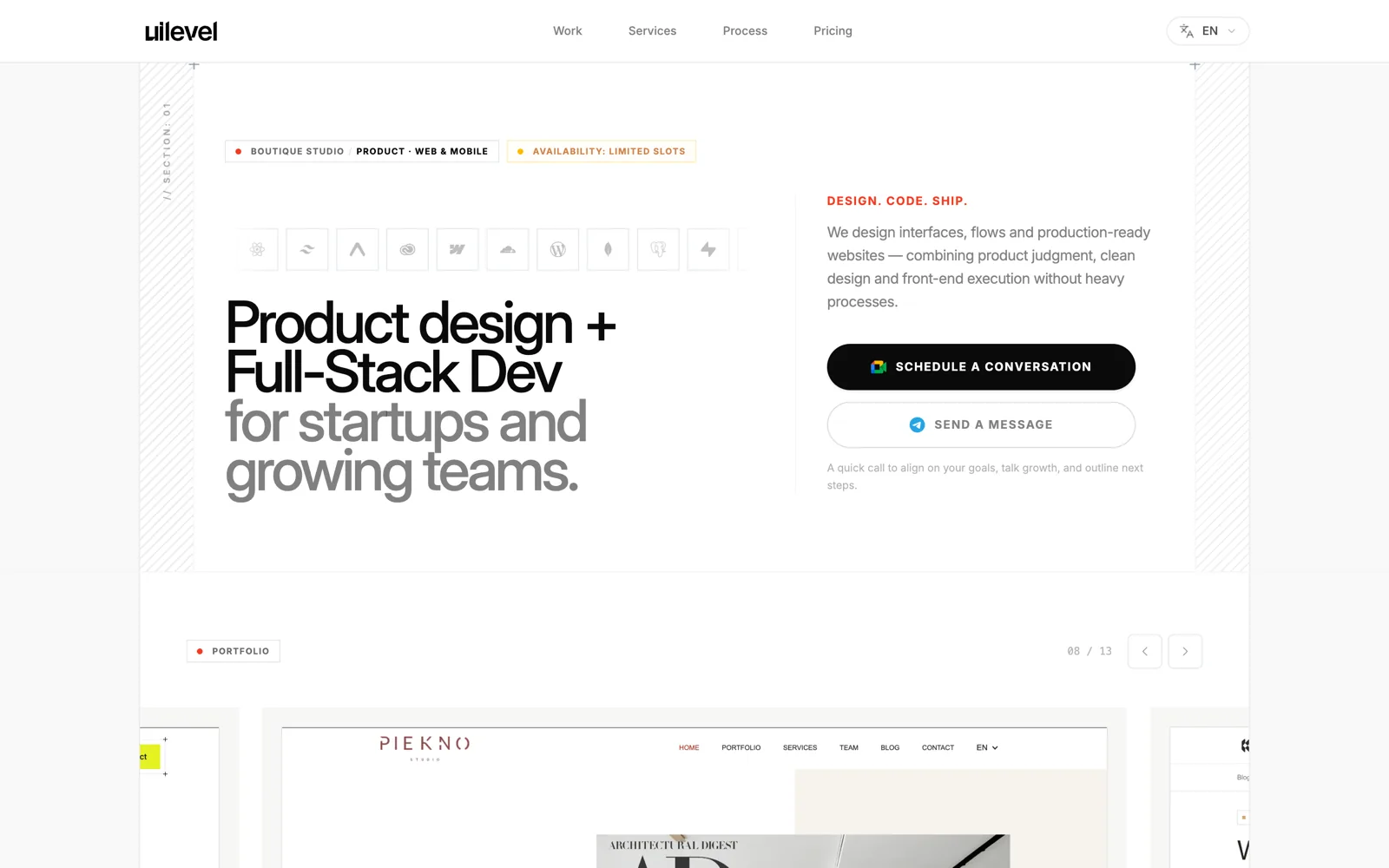 UILevel website: product design and full-stack development